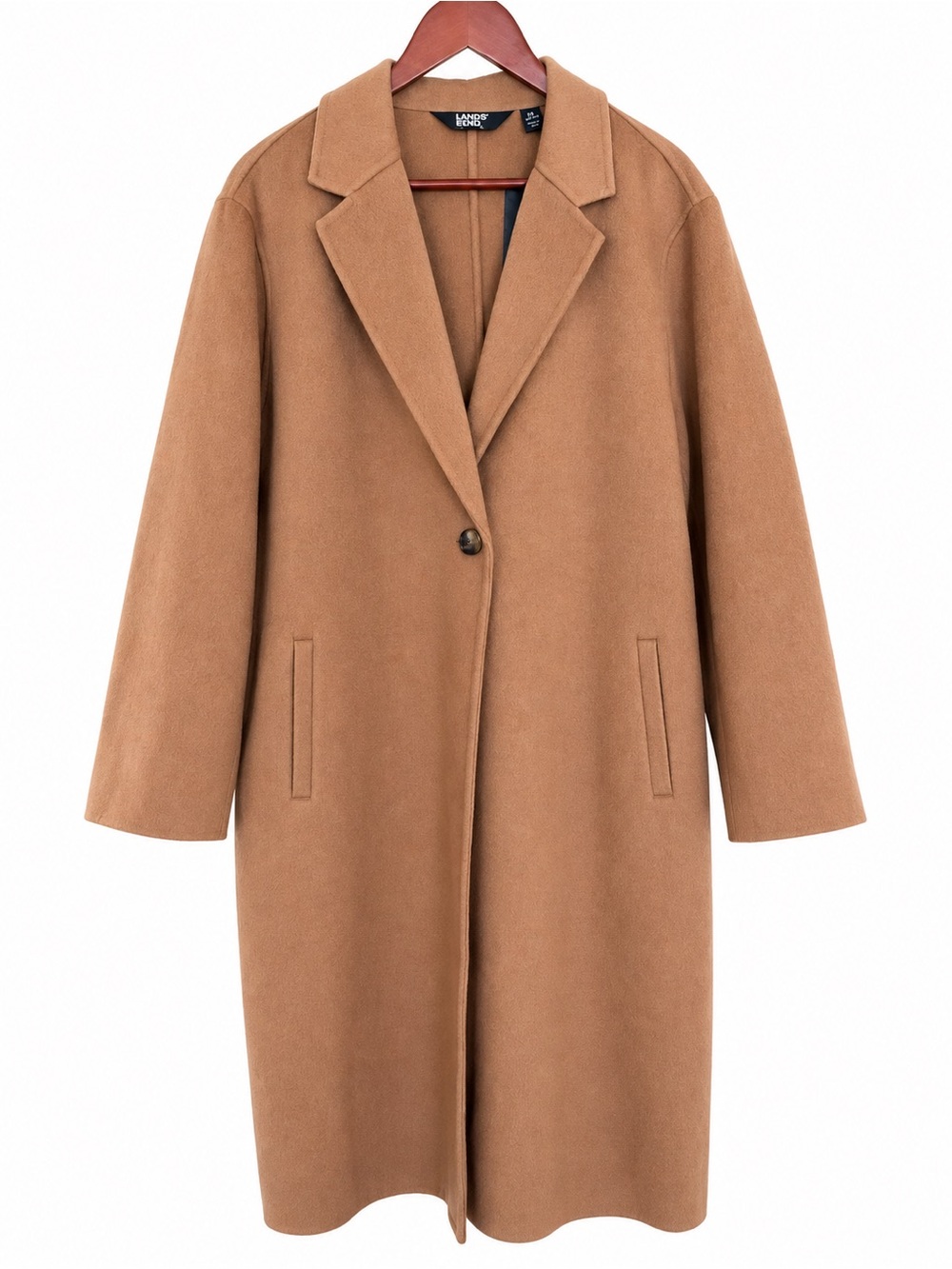 Lands' End Wool Top Coat Honey Beige Women's 2X NWT Wool Blend